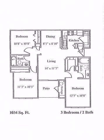 3BD 2BA 0638 floor plan